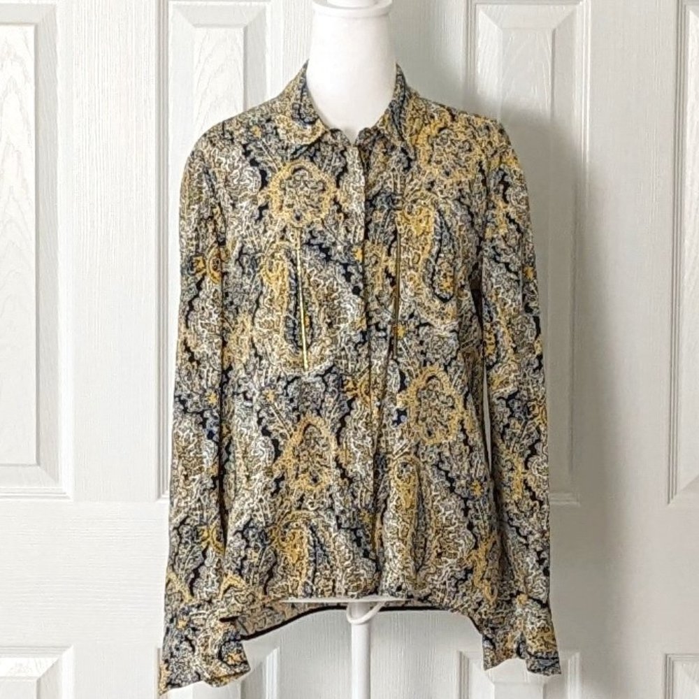 ZARA WOMAN Women's Long Sleeve Top Blouse Size M Multi-Color Print